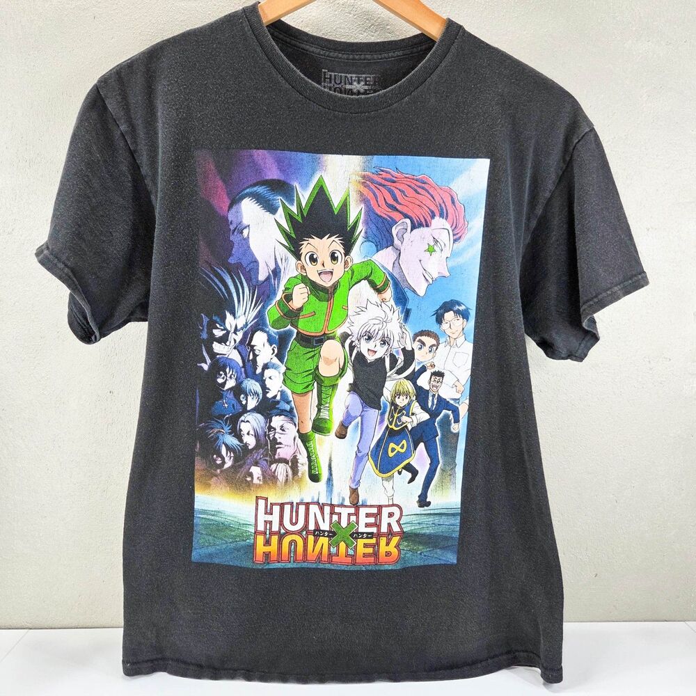 Hunter x Hunter Anime Group Graphic Black T Shirt Gon Killua Hisoka Sz L